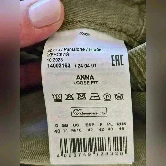 Olsen Anna Khaki Flat Front Wide Leg High Waist Pull On Trouser Sz M/10 NWOT - Picture 11 of 13